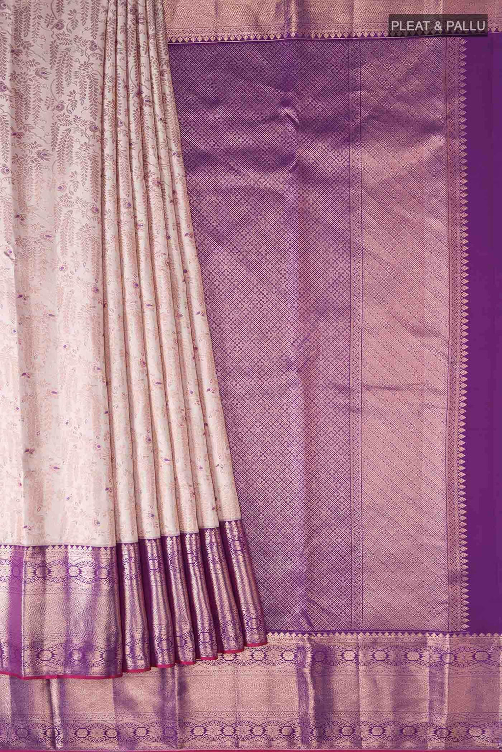 Off White Kanchipuram Silk Saree