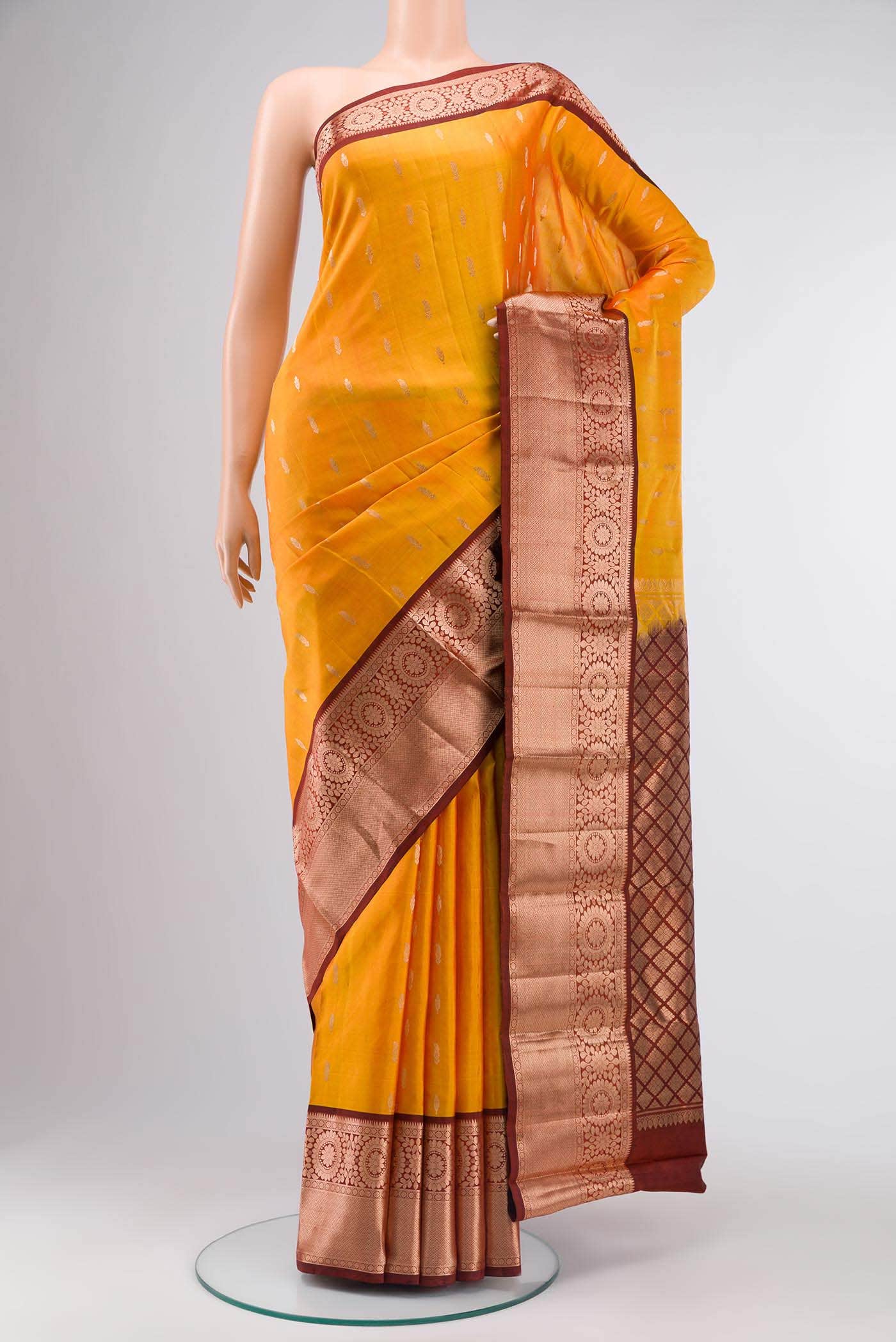Mustard Kanchipuram Silk Saree