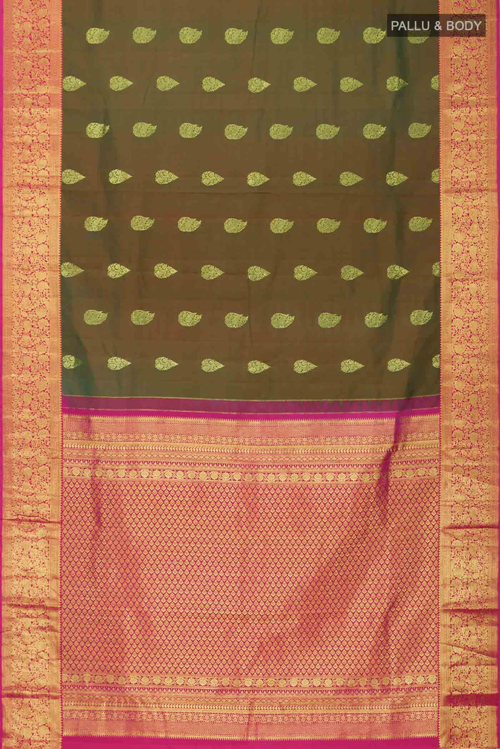 Green with Red Dual Tone Kanchipuram Silk Saree