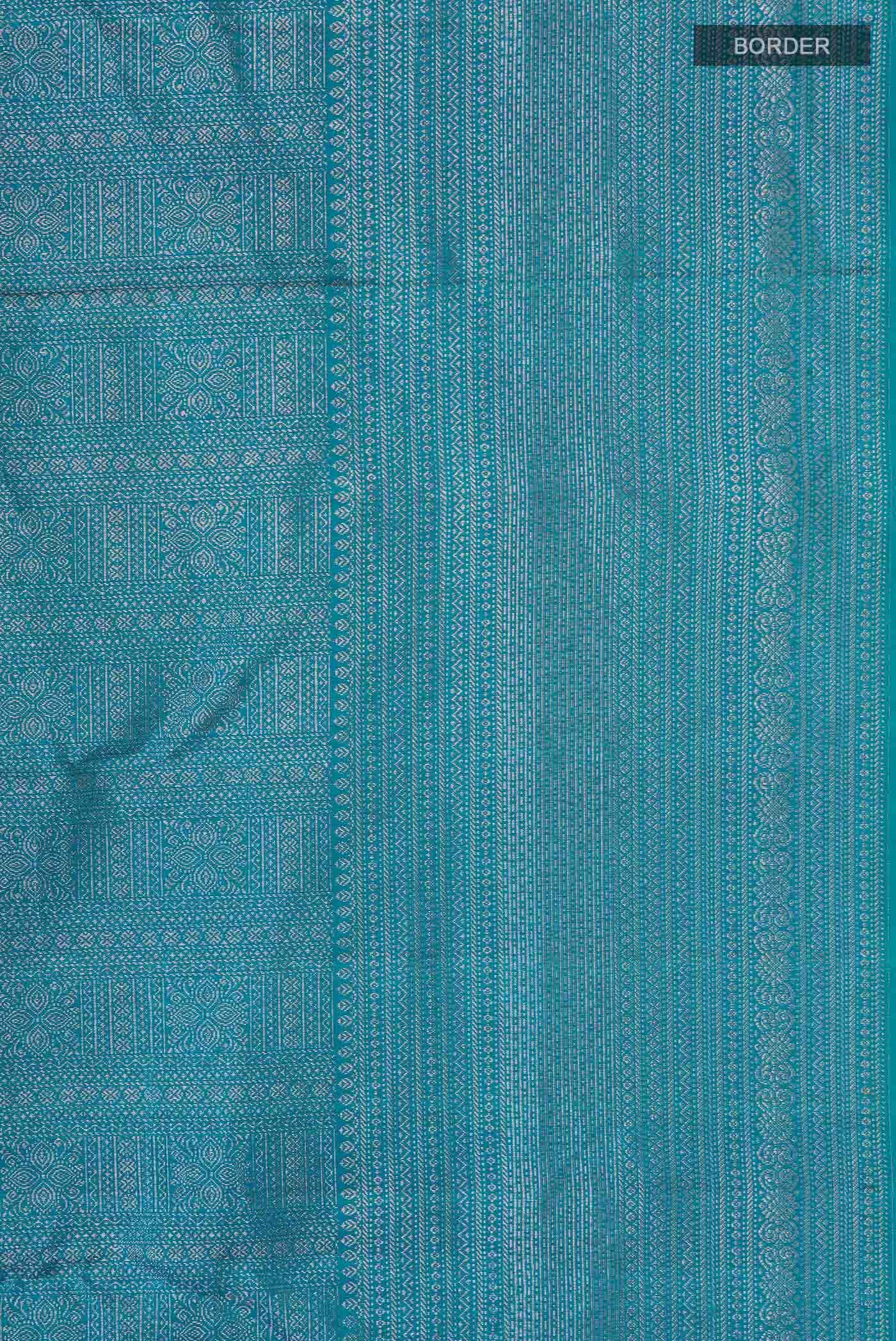Peacock Blue Kanchipuram Silk Saree