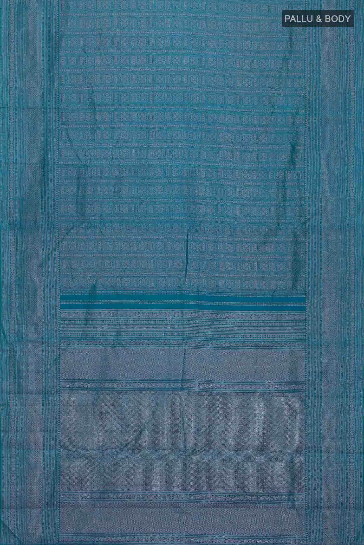 Peacock Blue Kanchipuram Silk Saree