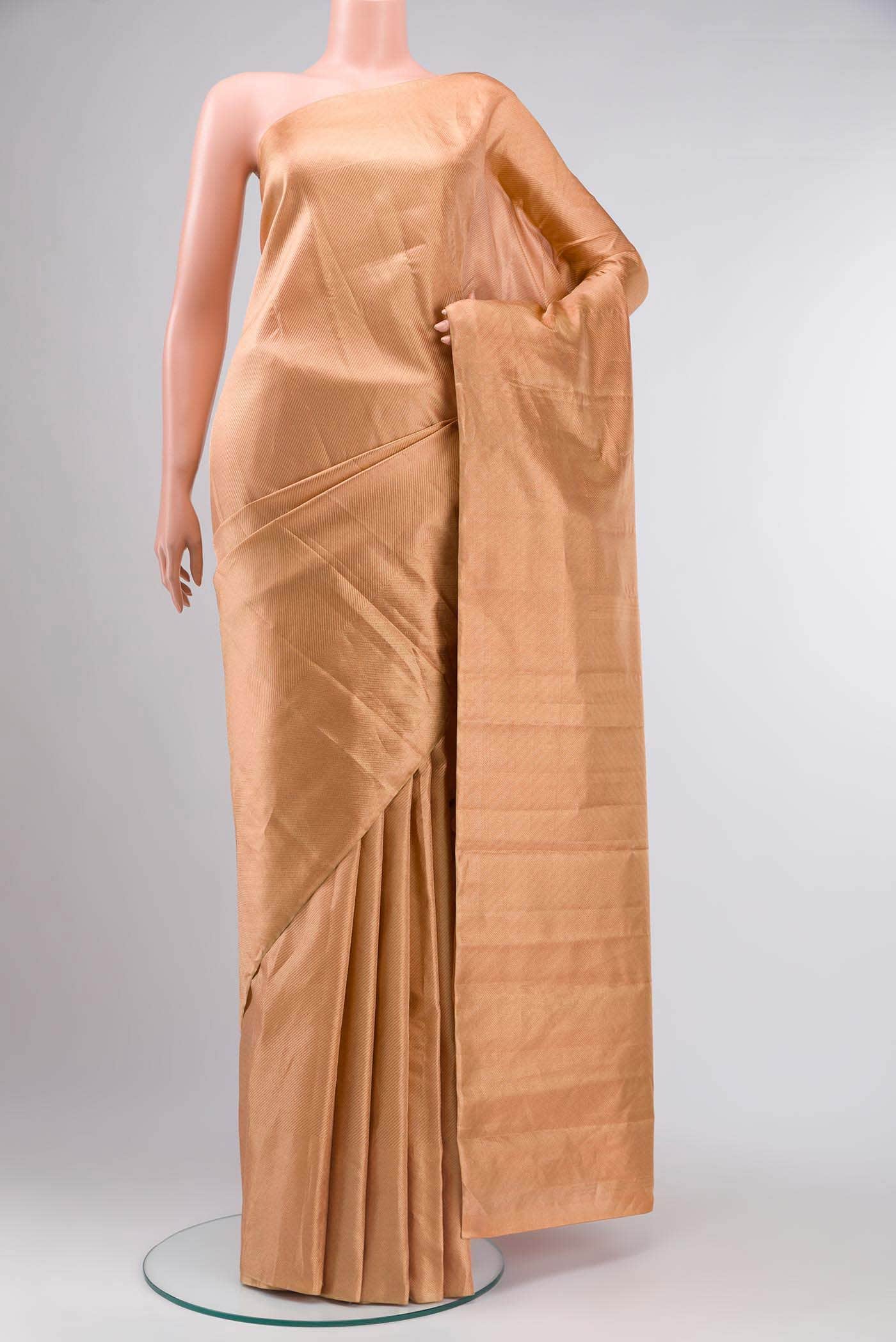 Sandal with Gold Dual Tone Kanchipuram Tissue Silk Saree