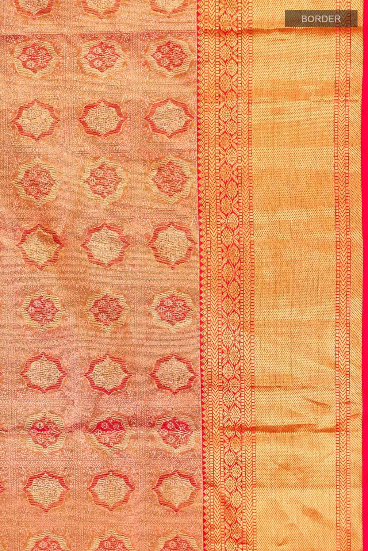 Gold with Red Color Kanjivaram Tissue Silk Saree