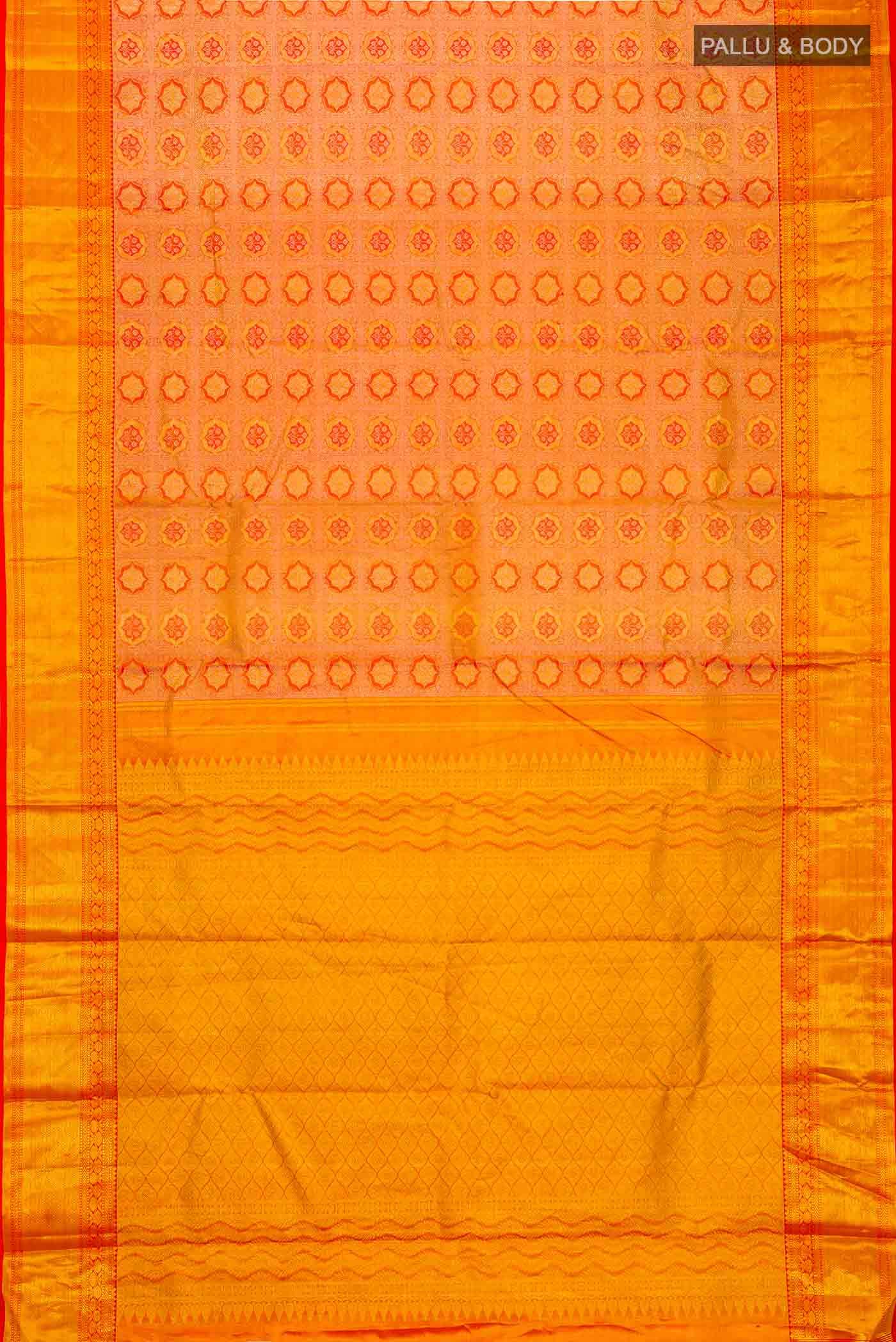 Gold with Red Color Kanjivaram Tissue Silk Saree