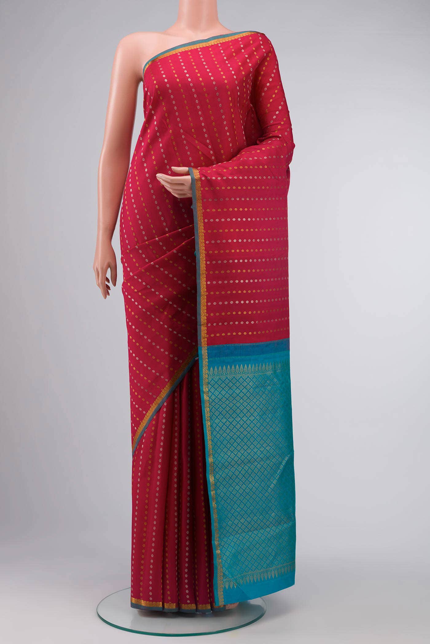 Dark Pink Kanchipuram Silk Saree
