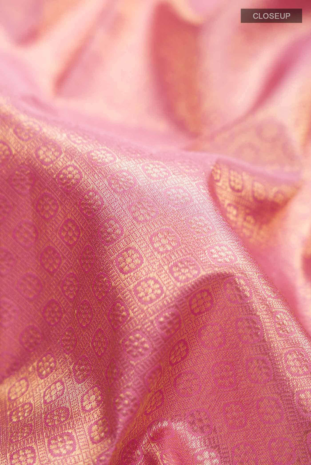 Rose pink Kanchipuram Silk Saree