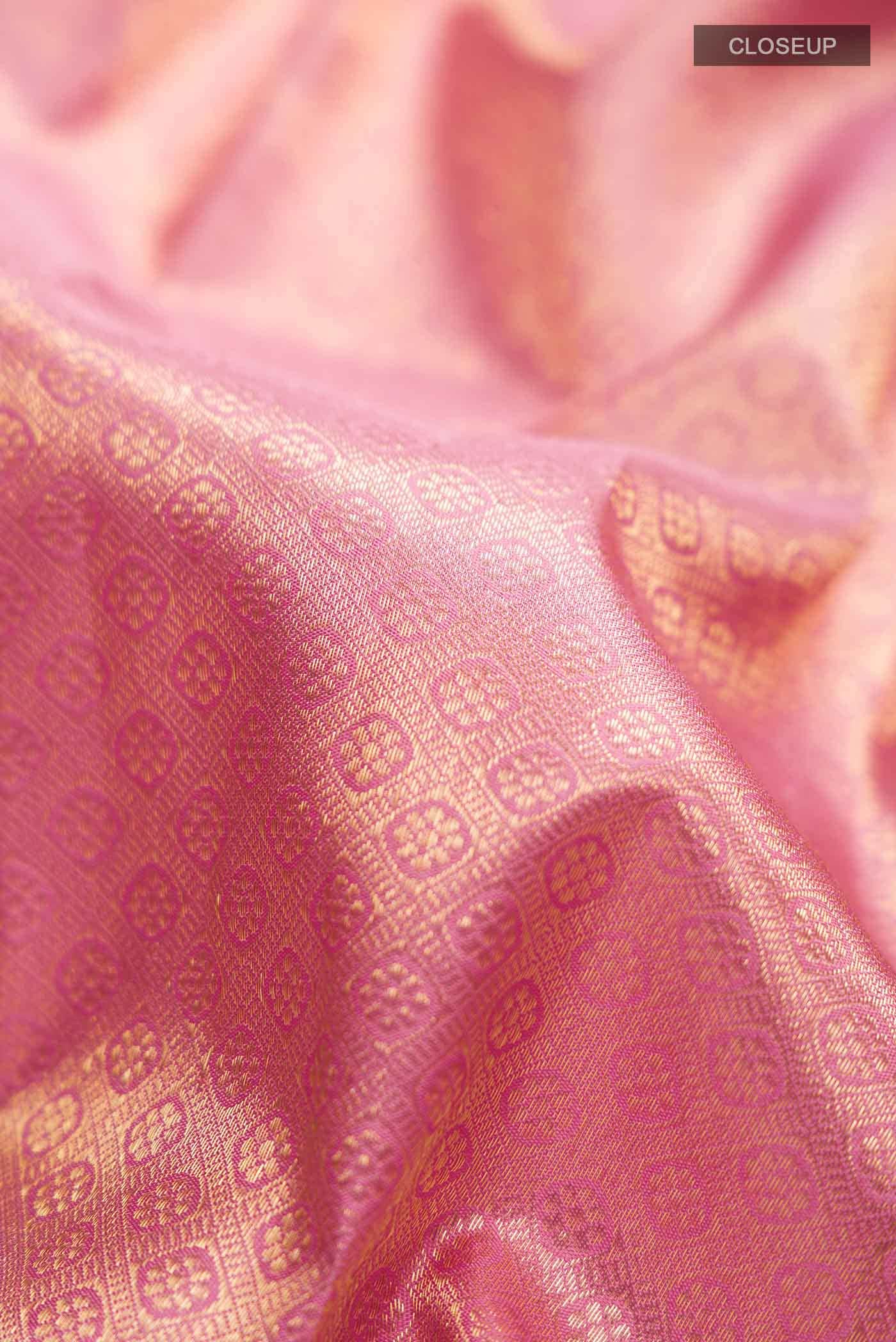 Rose pink Kanchipuram Silk Saree
