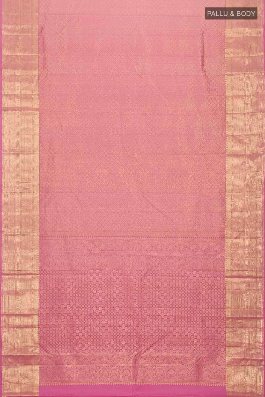 Rose pink Kanchipuram Silk Saree