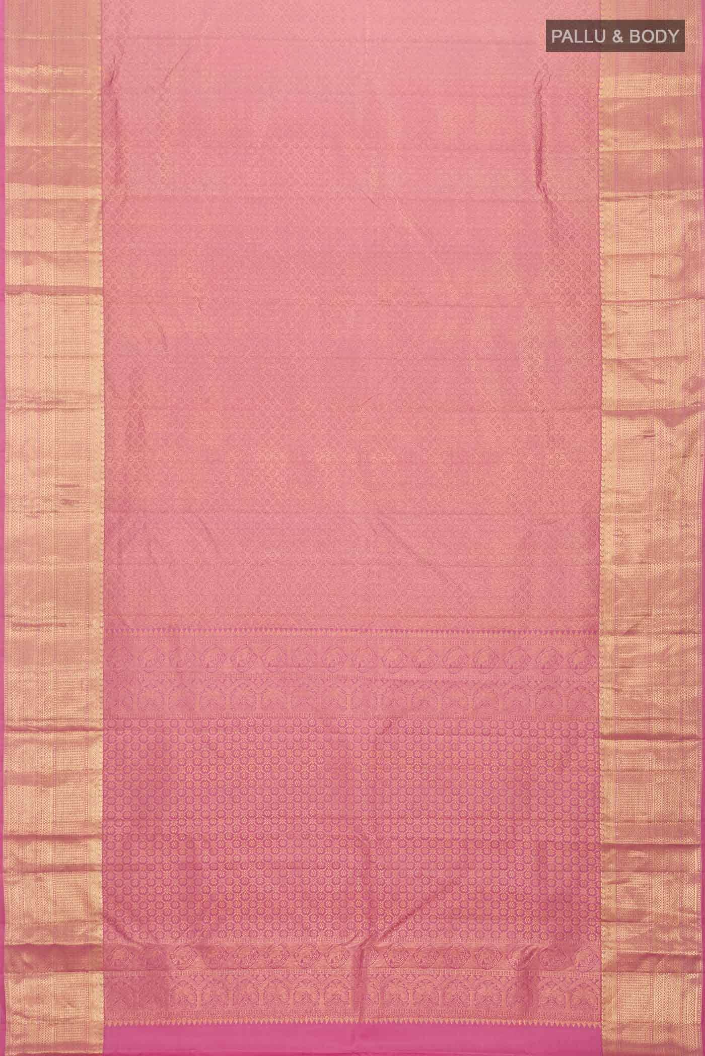 Rose pink Kanchipuram Silk Saree