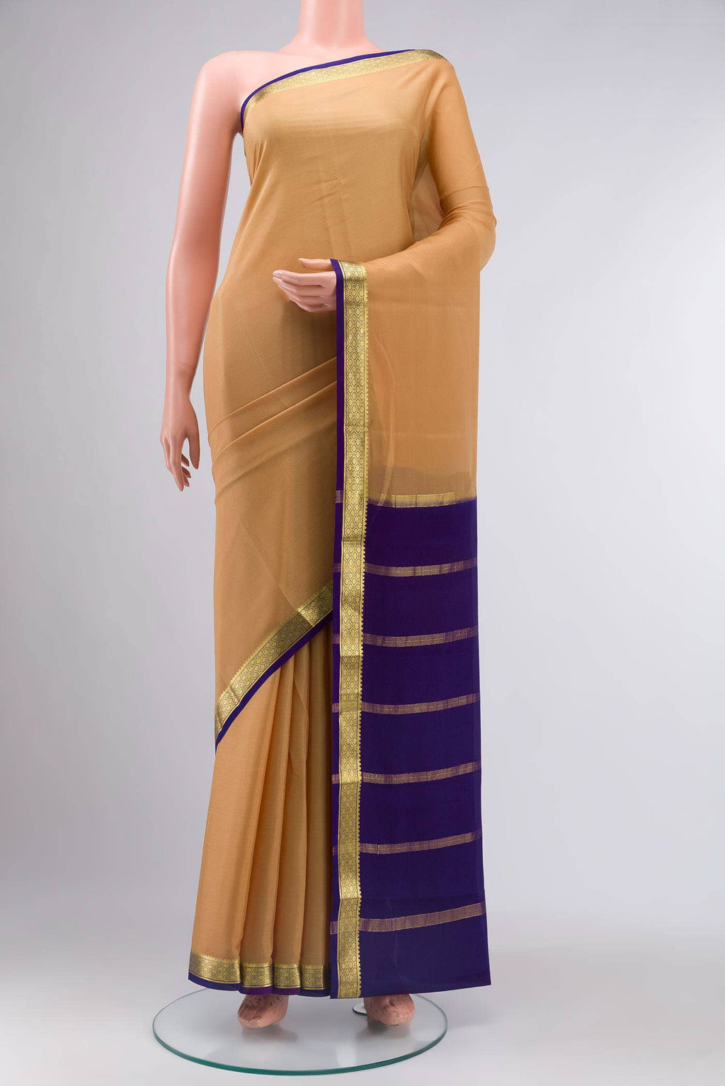 Beige Mysore Crepe Saree