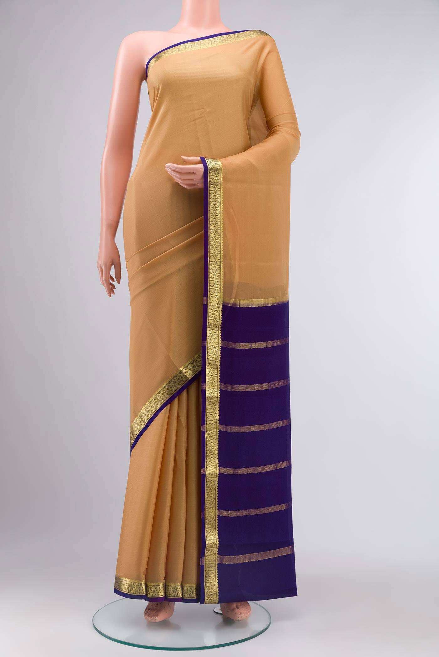 Beige Mysore Crepe Saree