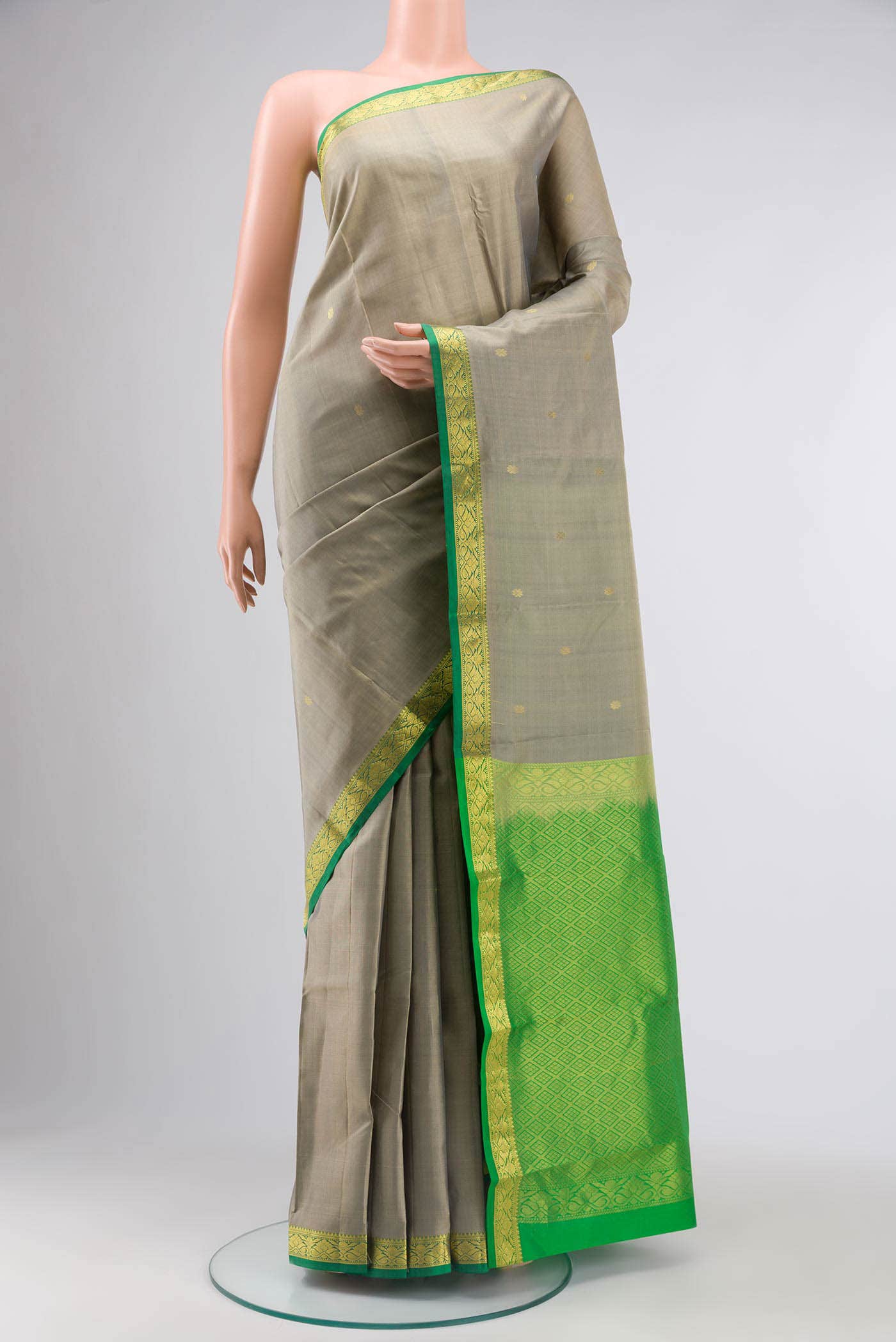 Grey Kanchipuram Silk Saree