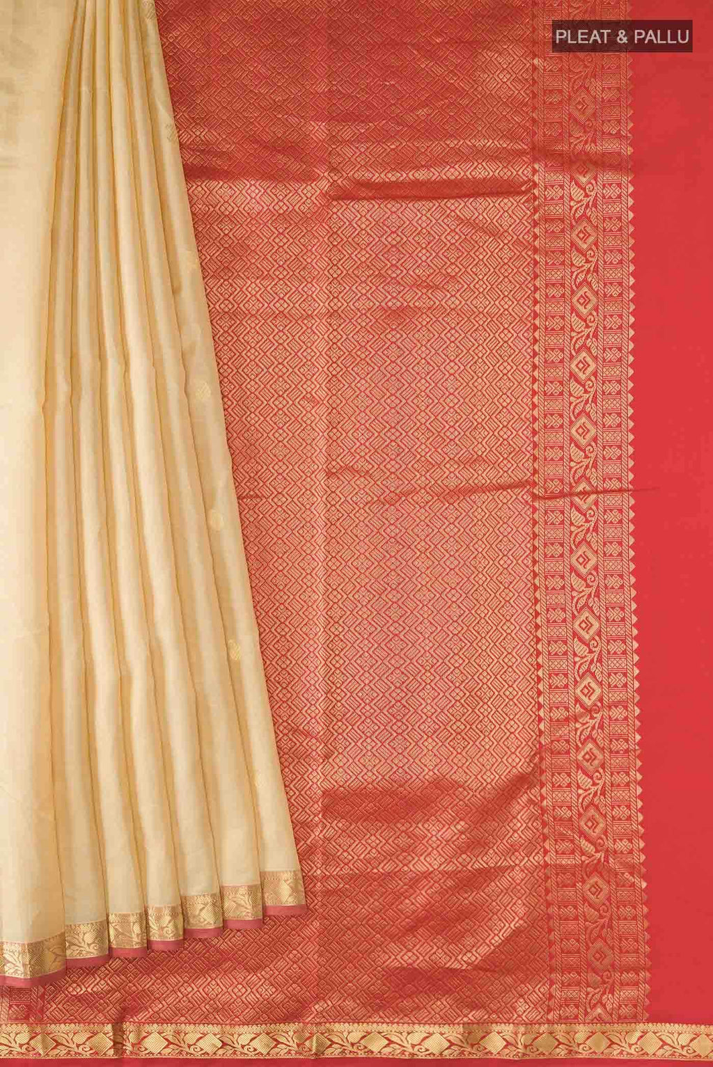 Beige Kanchipuram Silk Saree