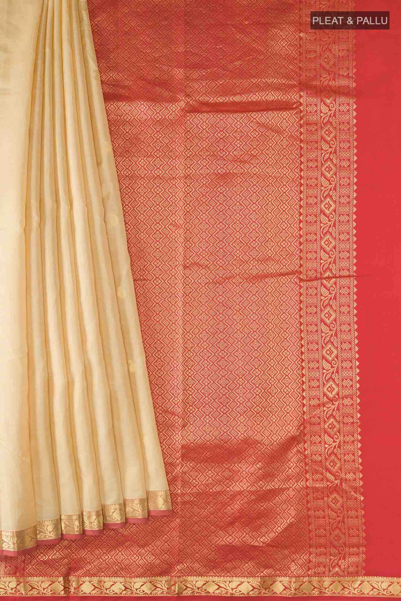 Beige Kanchipuram Silk Saree