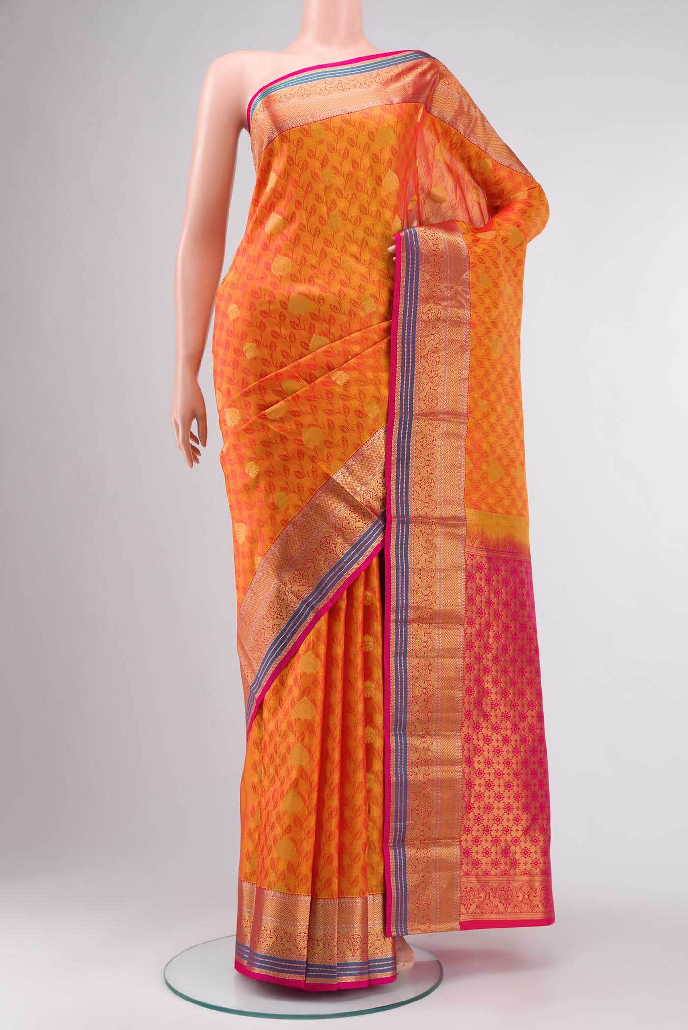 Mustard Kanchipuram Silk Saree