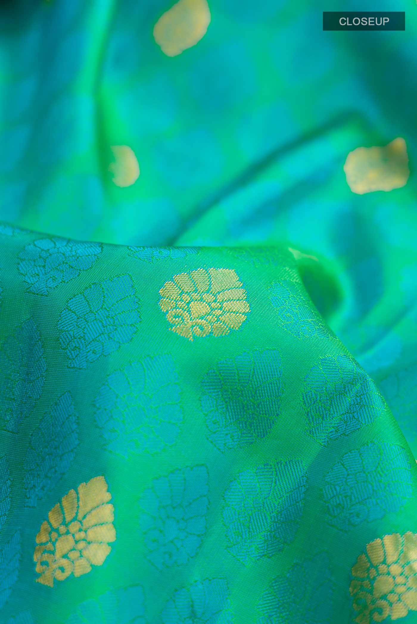 Blue with Green Dual Tone Kanchipuram Silk Saree