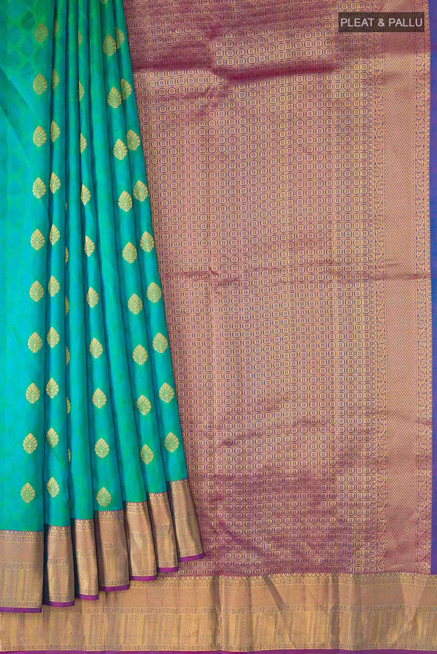 Blue with Green Dual Tone Kanchipuram Silk Saree