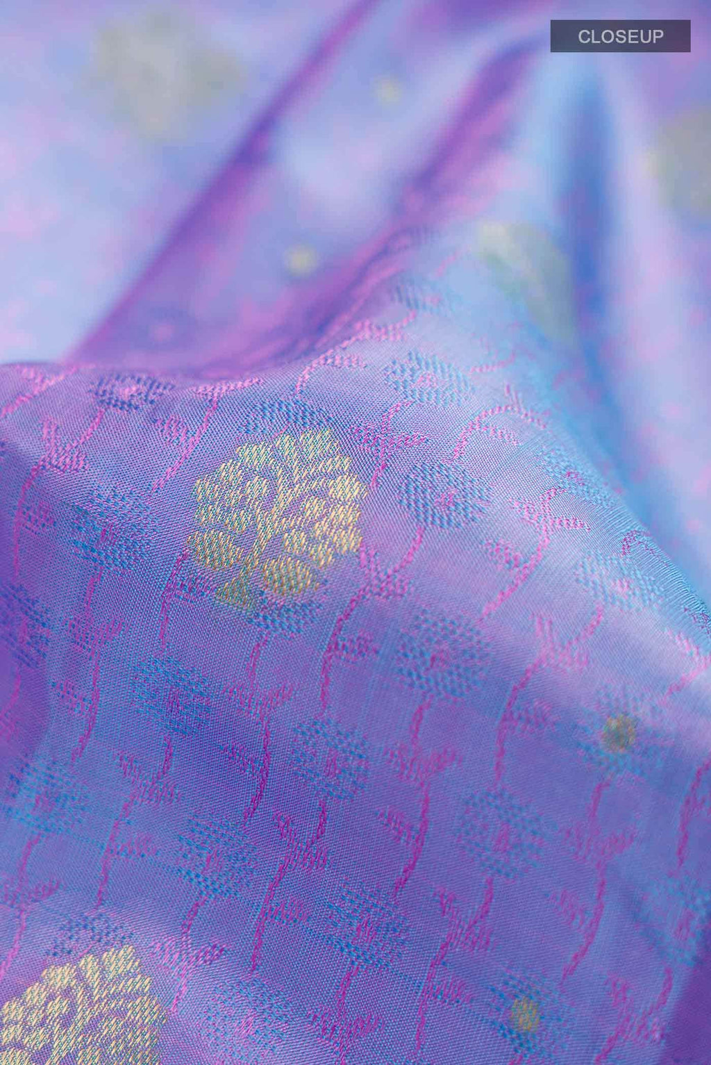 Blue With Pink Dual Tone Kanchipuram Silk Saree