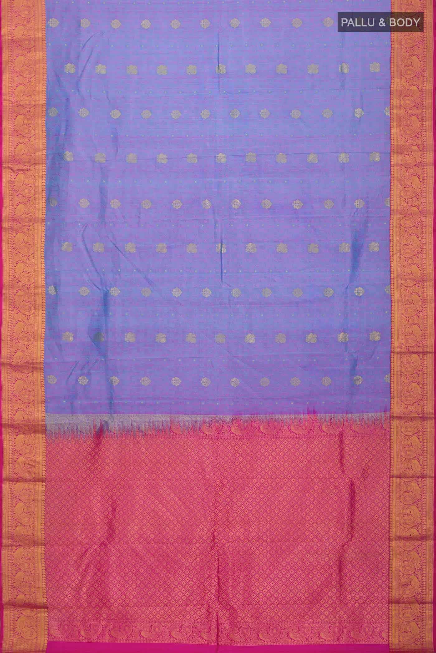 Blue With Pink Dual Tone Kanchipuram Silk Saree