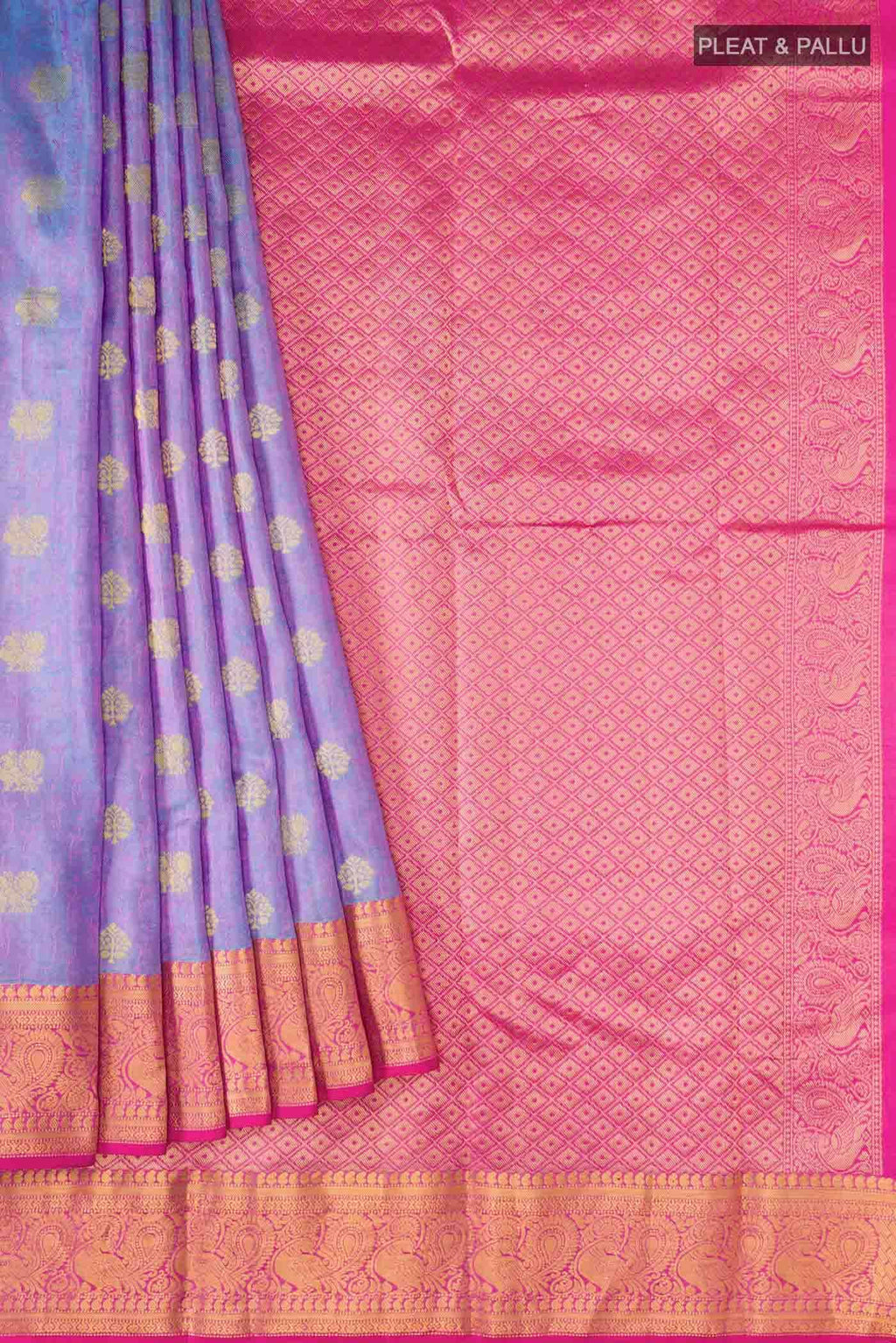 Blue With Pink Dual Tone Kanchipuram Silk Saree