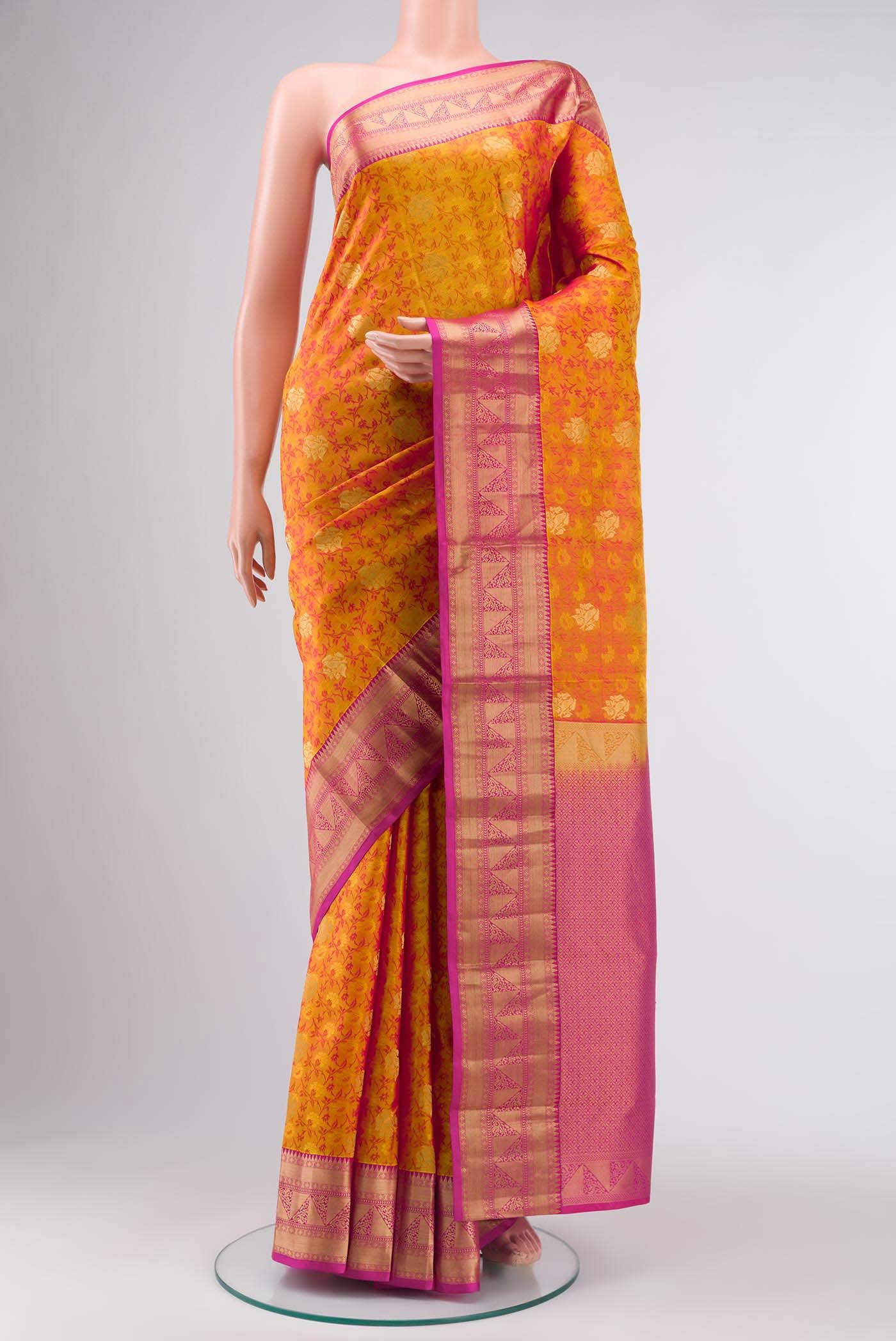 Mustard Kanchipuram Silk Saree