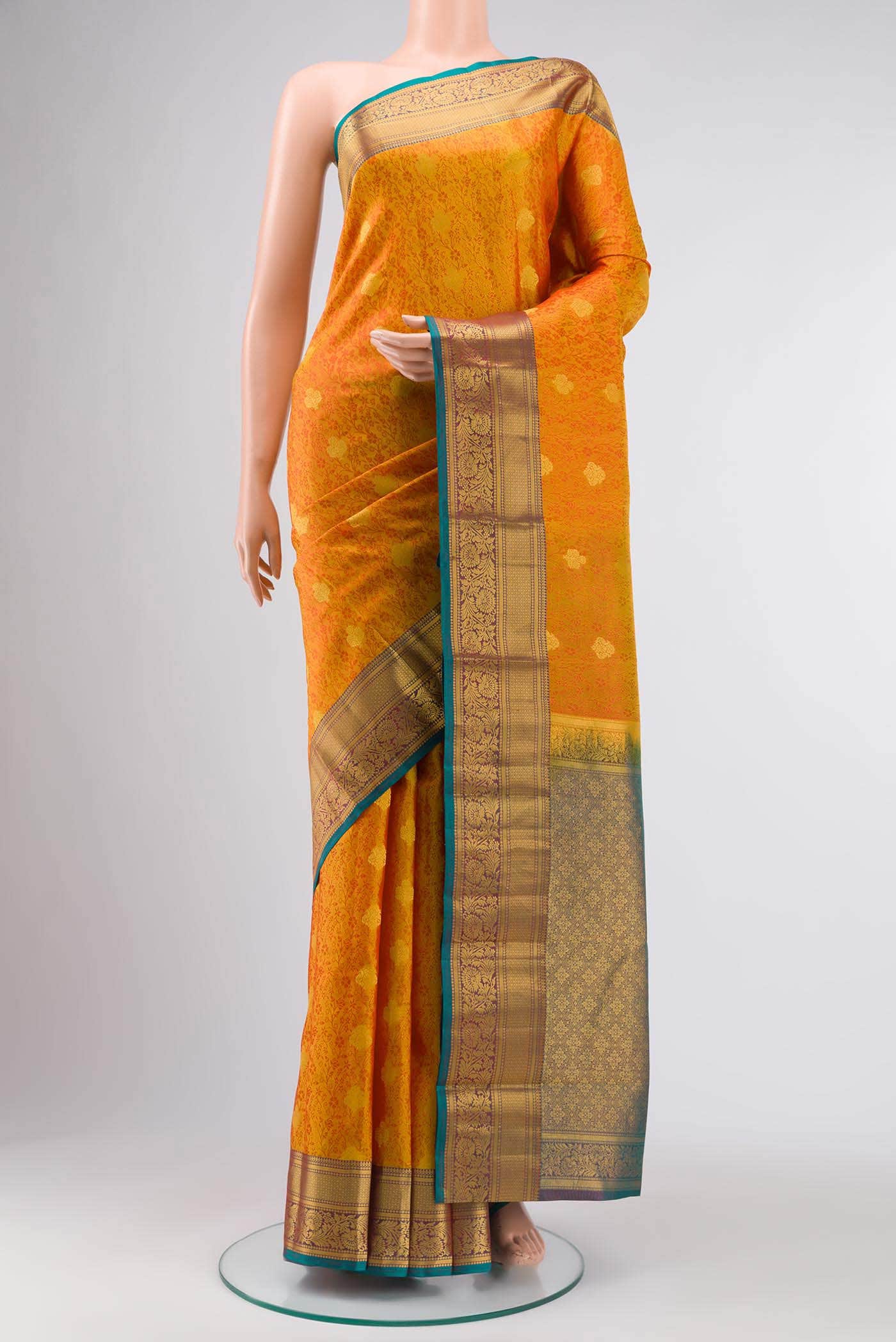 Mustard Kanchipuram Silk Saree