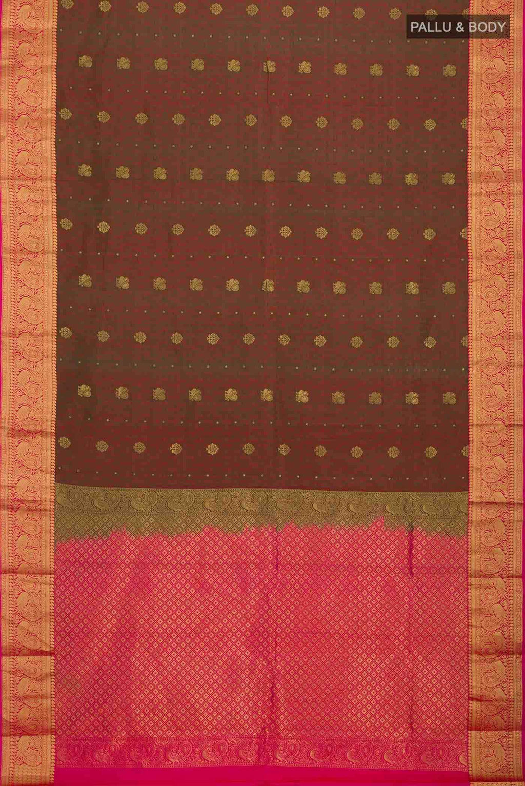 Green with Red Dual Tone Kanchipuram Silk Saree