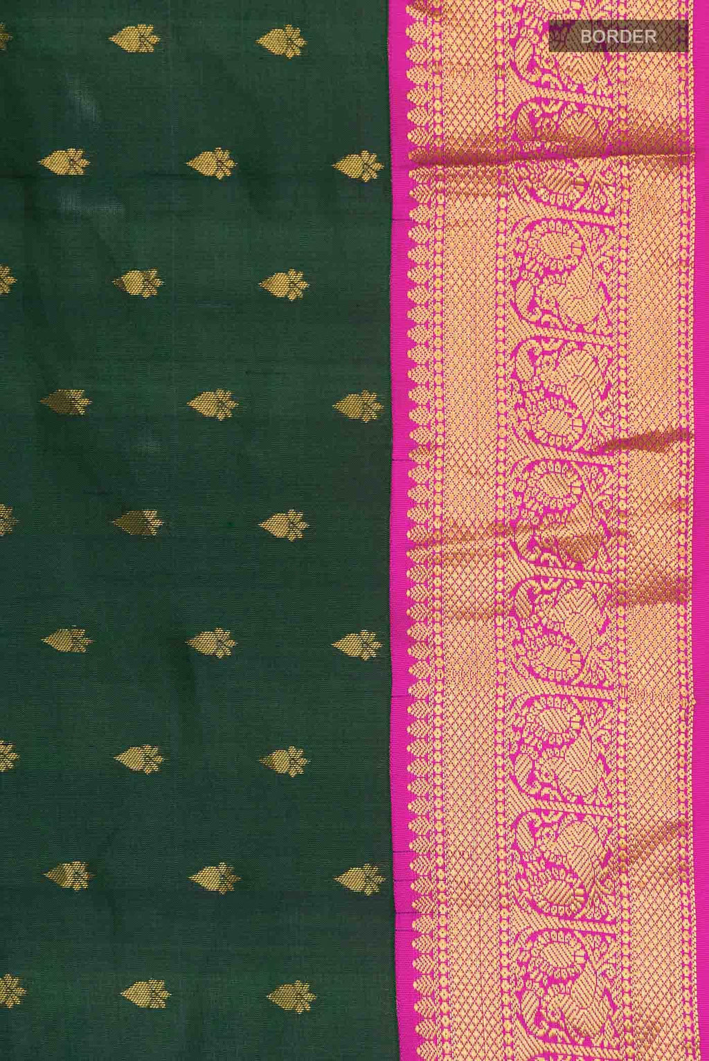 Bottle Green Kanchipuram Silk Saree