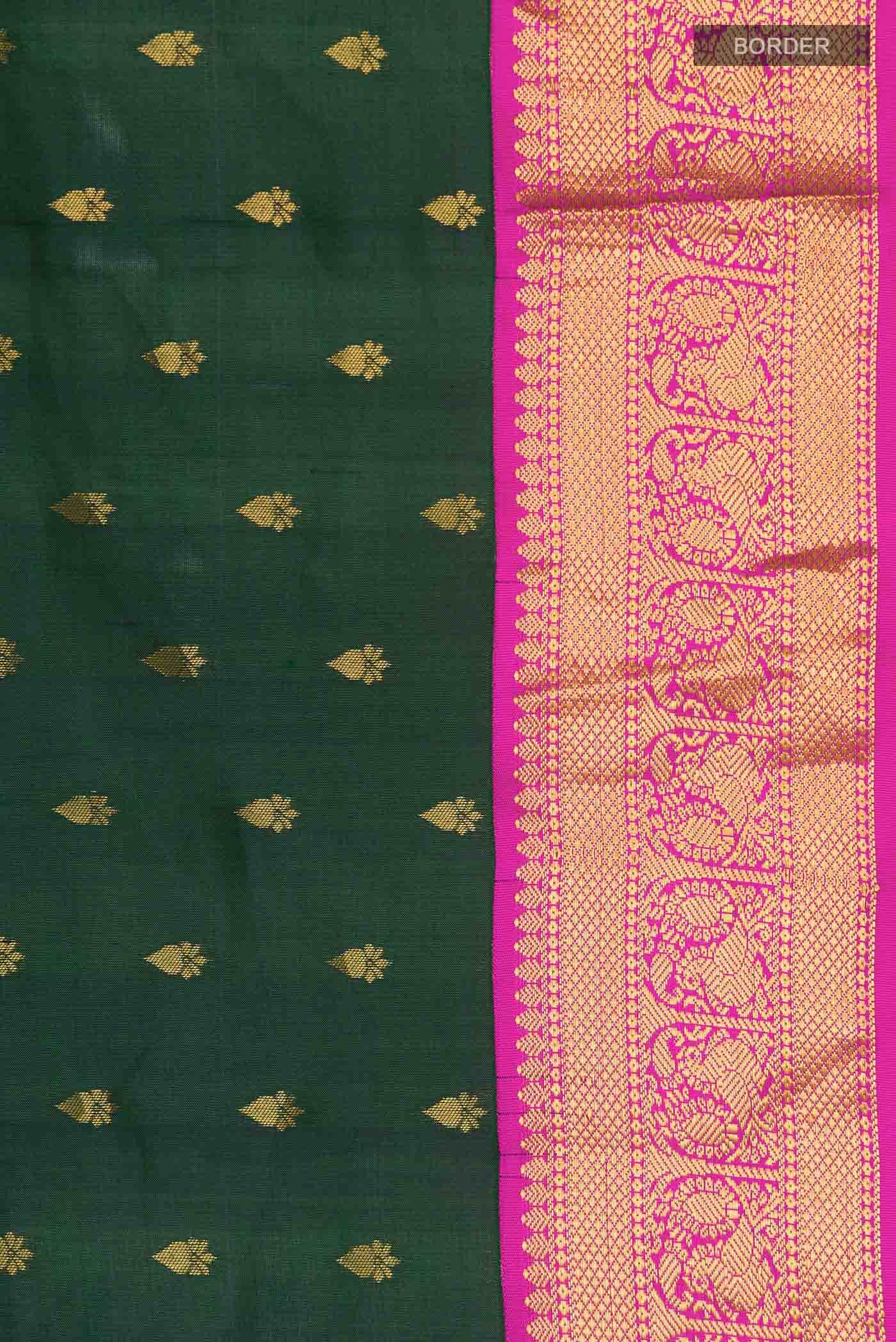 Bottle Green Kanchipuram Silk Saree