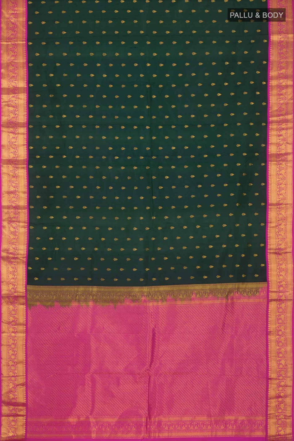 Bottle Green Kanchipuram Silk Saree