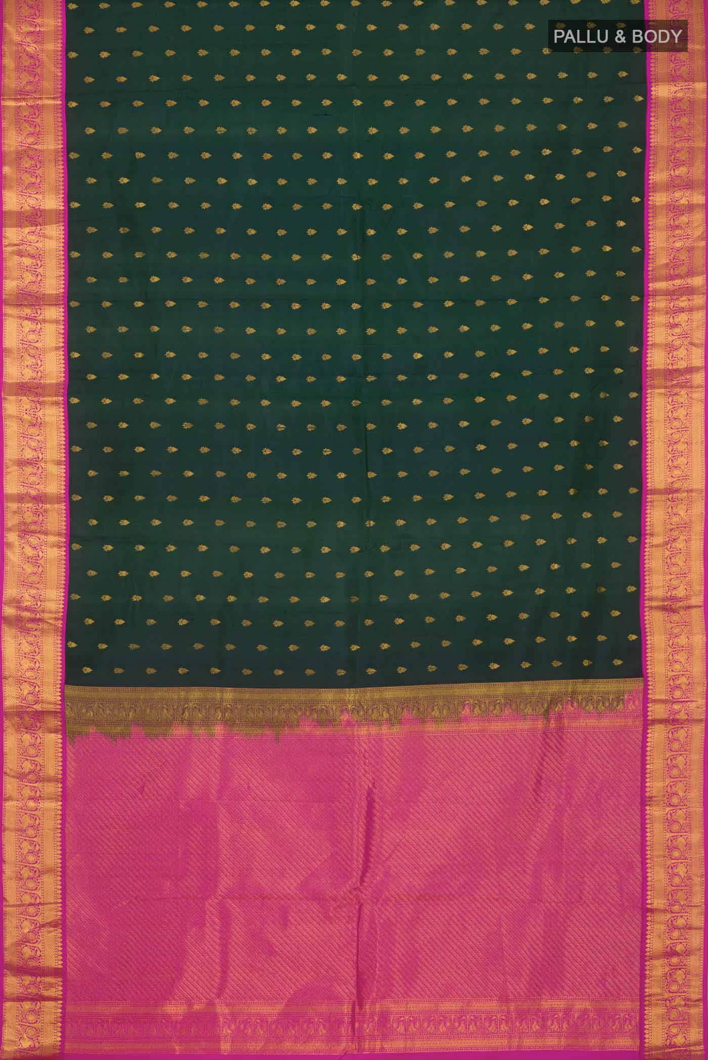 Bottle Green Kanchipuram Silk Saree