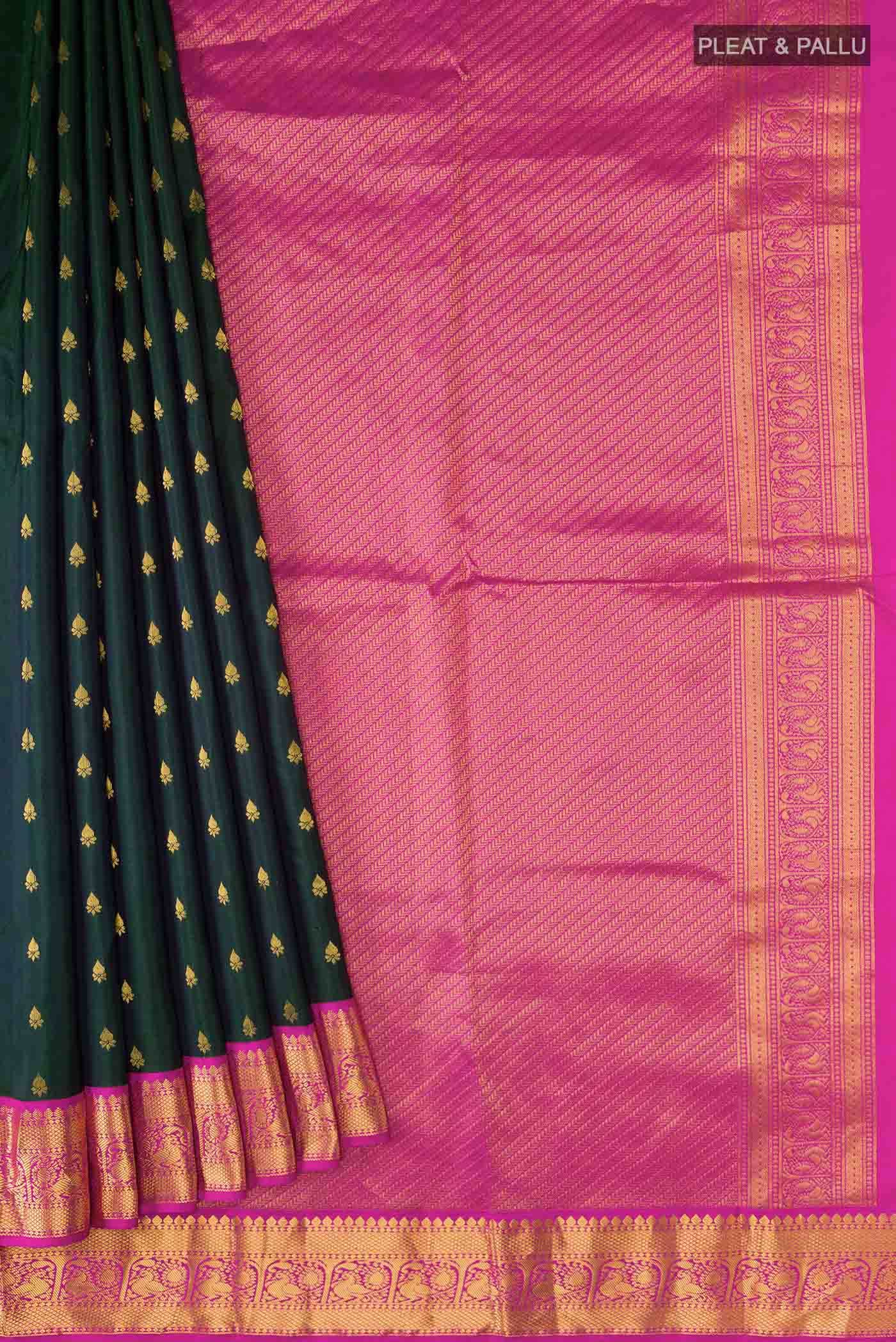 Bottle Green Kanchipuram Silk Saree