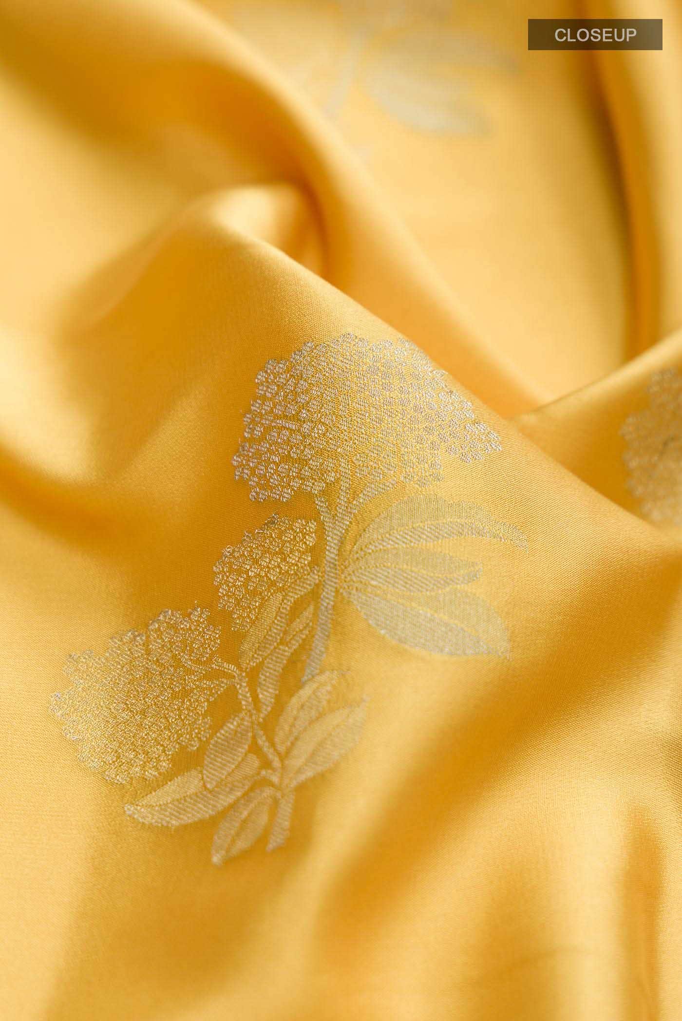 Yellow Mysore Crepe Saree