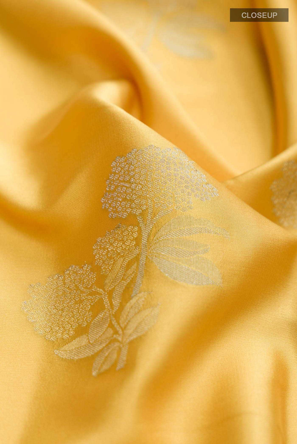 Yellow Mysore Crepe Saree