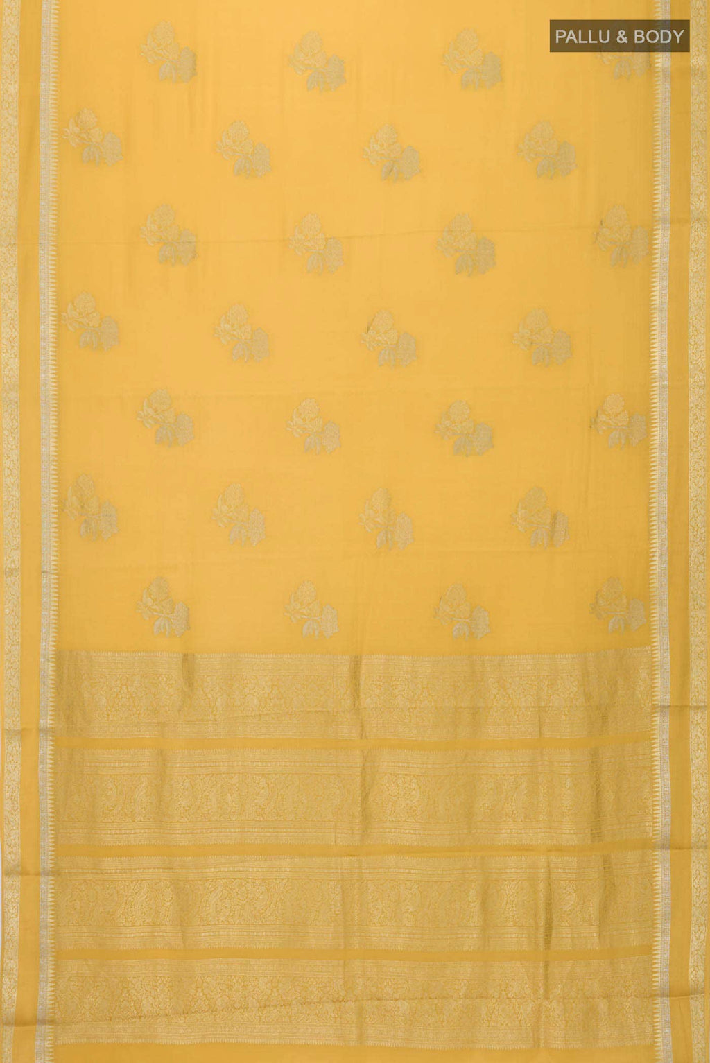 Yellow Mysore Crepe Saree