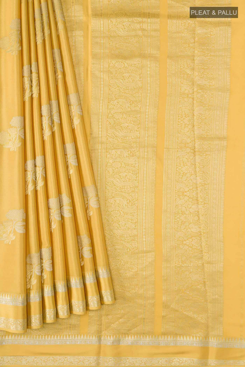 Yellow Mysore Crepe Saree