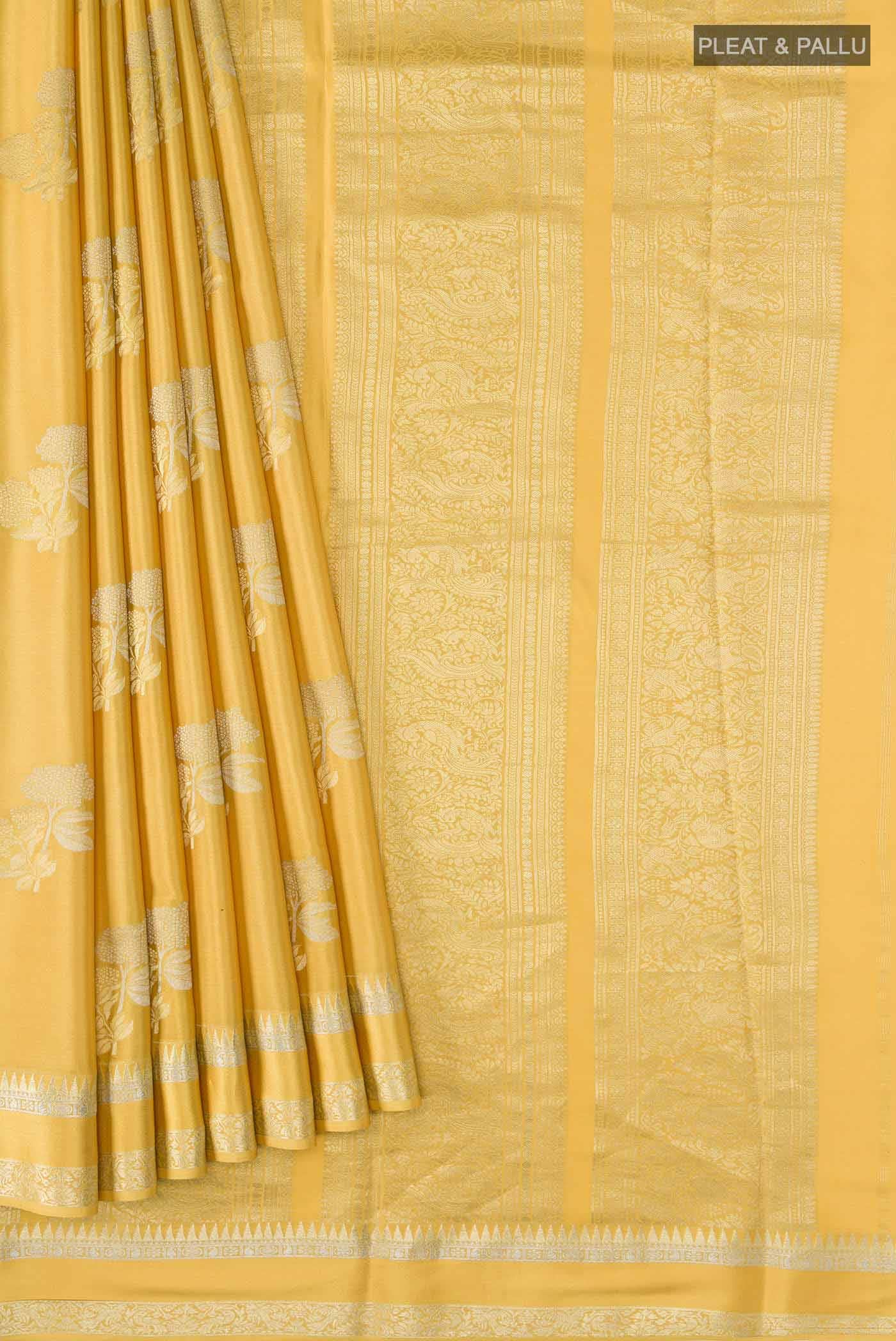 Yellow Mysore Crepe Saree