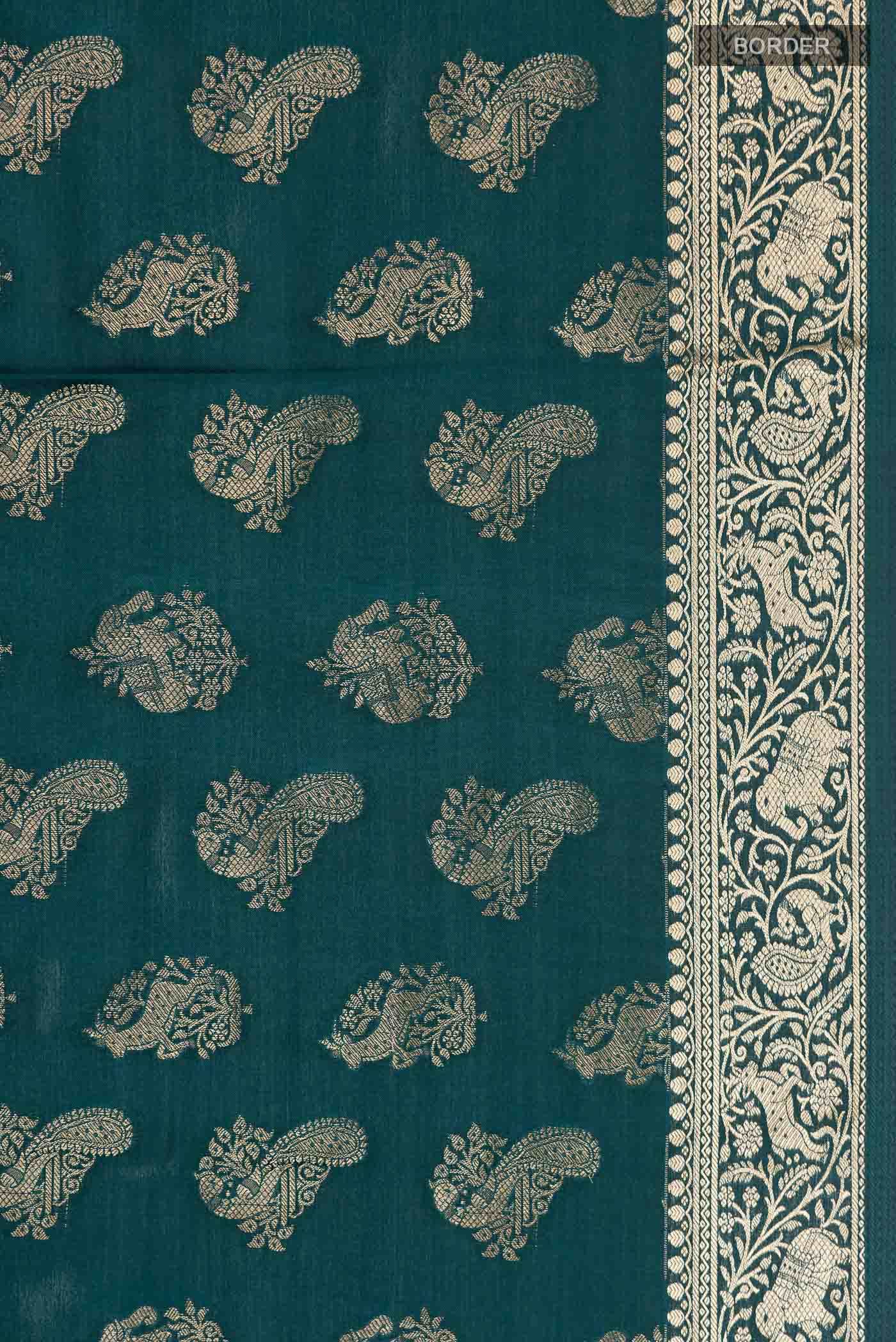 Blue Mysore Crepe Saree