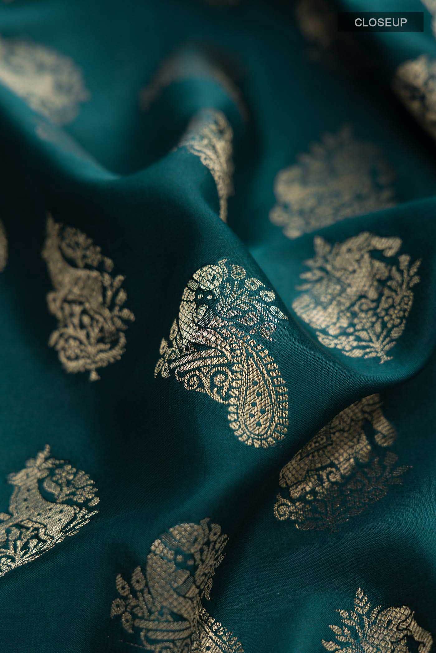 Blue Mysore Crepe Saree