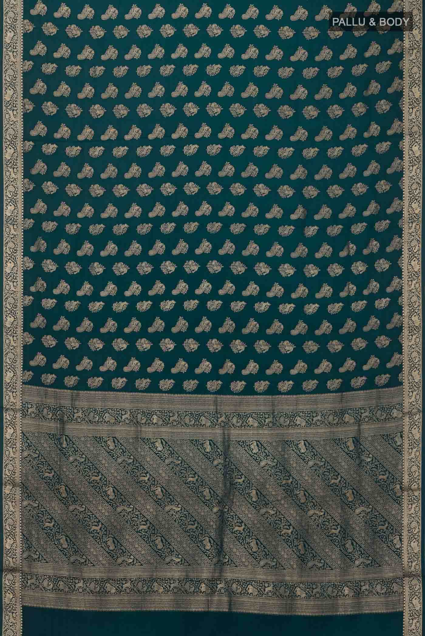 Blue Mysore Crepe Saree