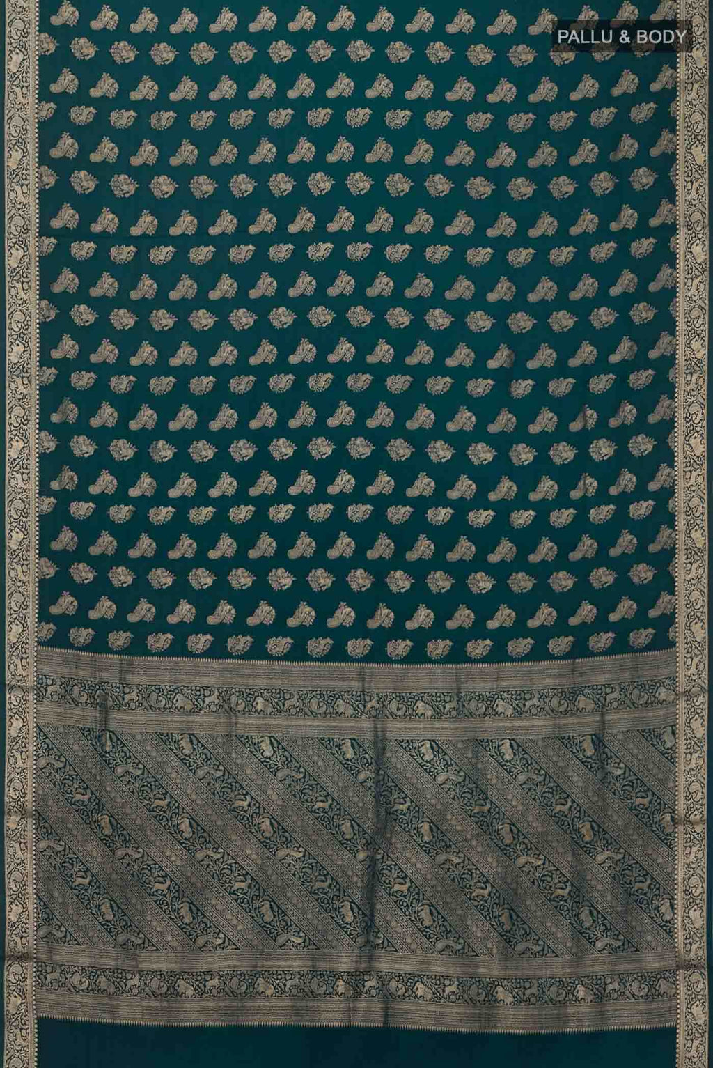Blue Mysore Crepe Saree