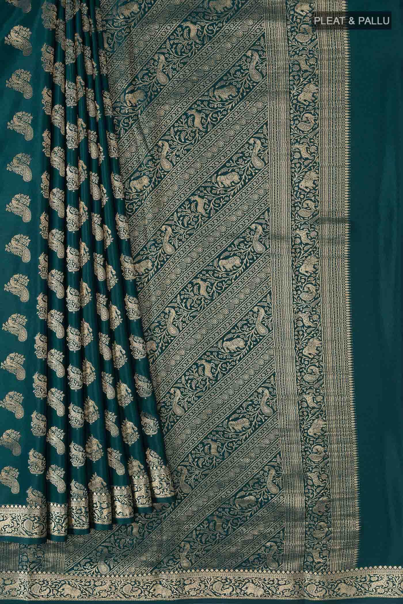 Blue Mysore Crepe Saree