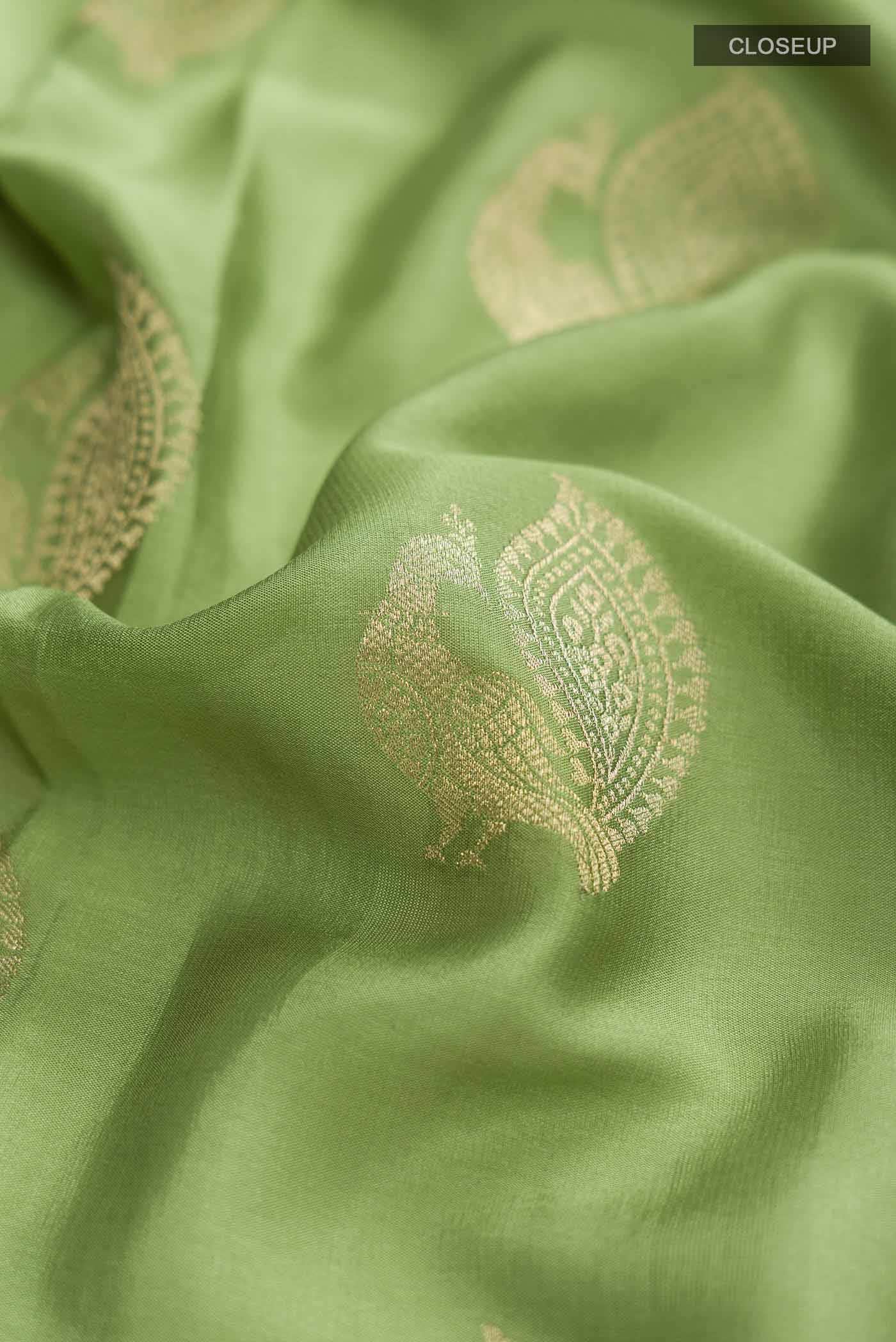 Green Mysore Crepe Saree