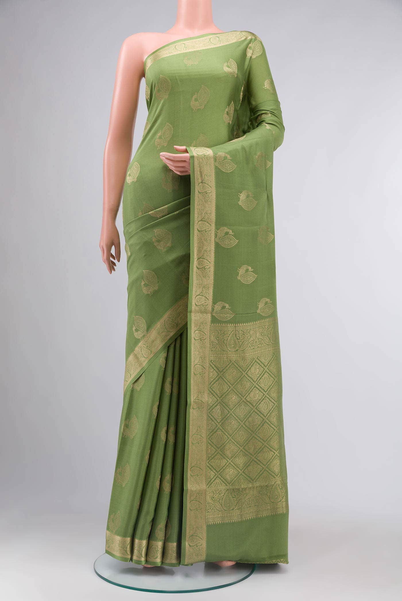 Green Mysore Crepe Saree
