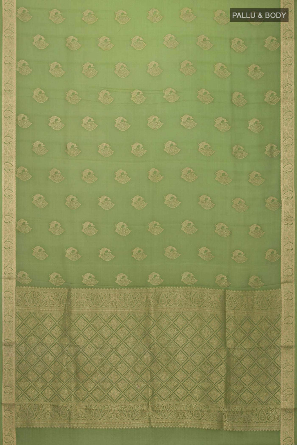 Green Mysore Crepe Saree