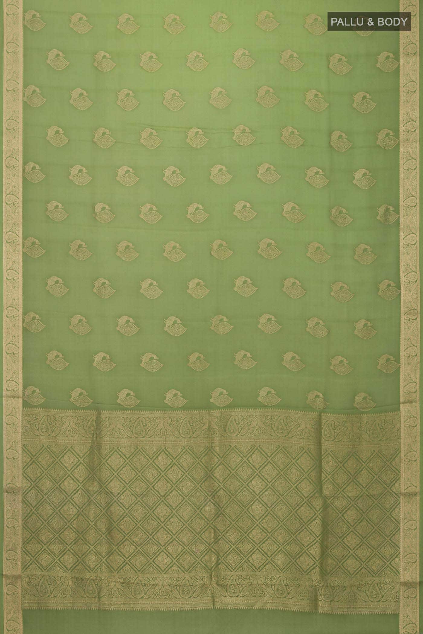 Green Mysore Crepe Saree