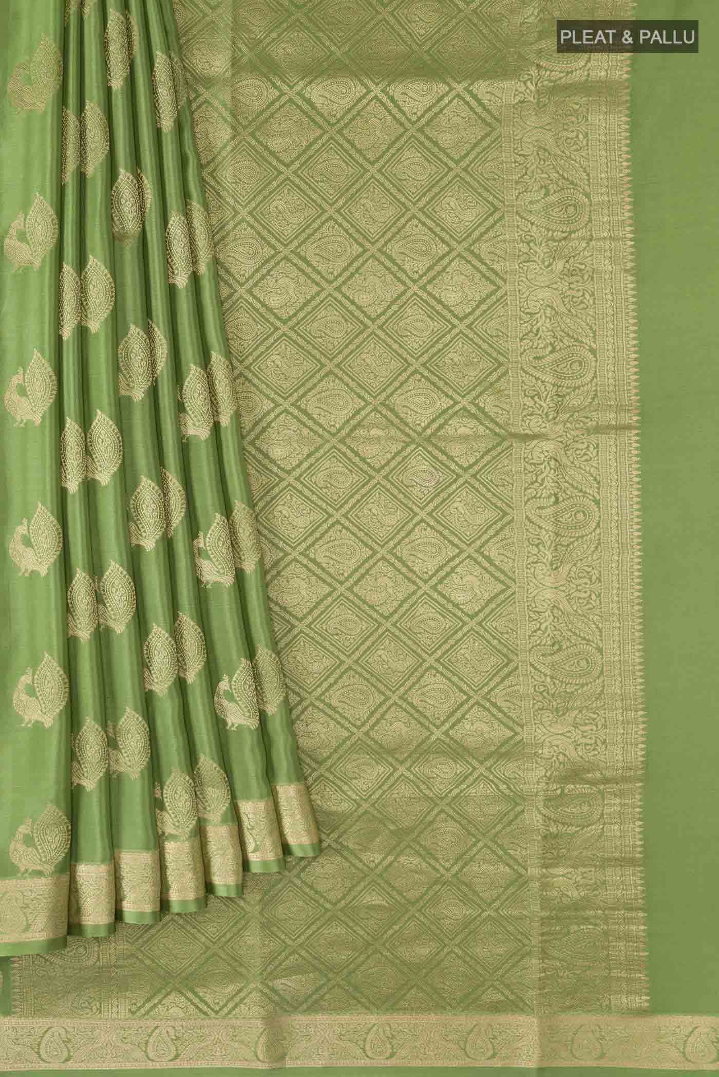 Green Mysore Crepe Saree