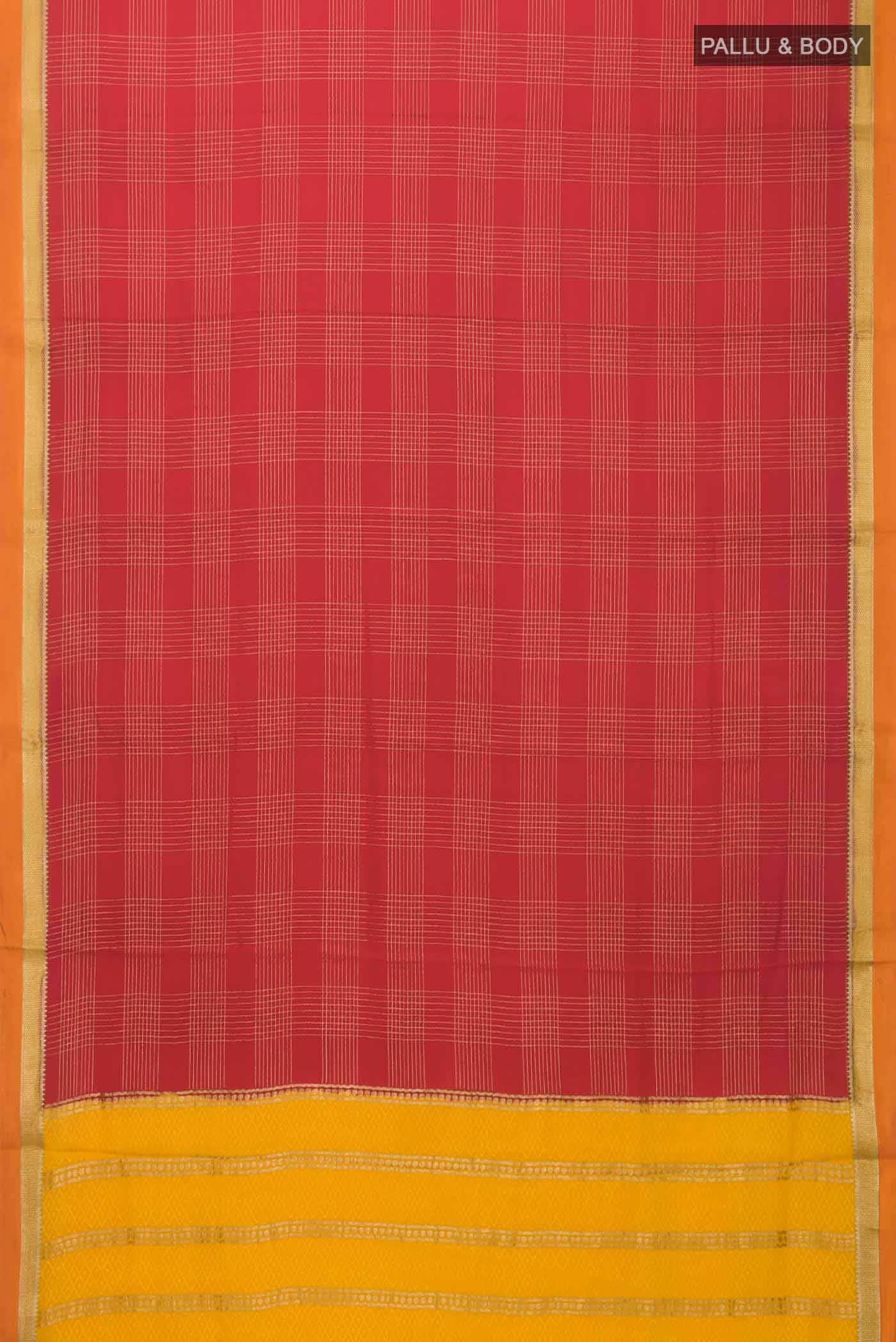Red Mysore Crepe Saree