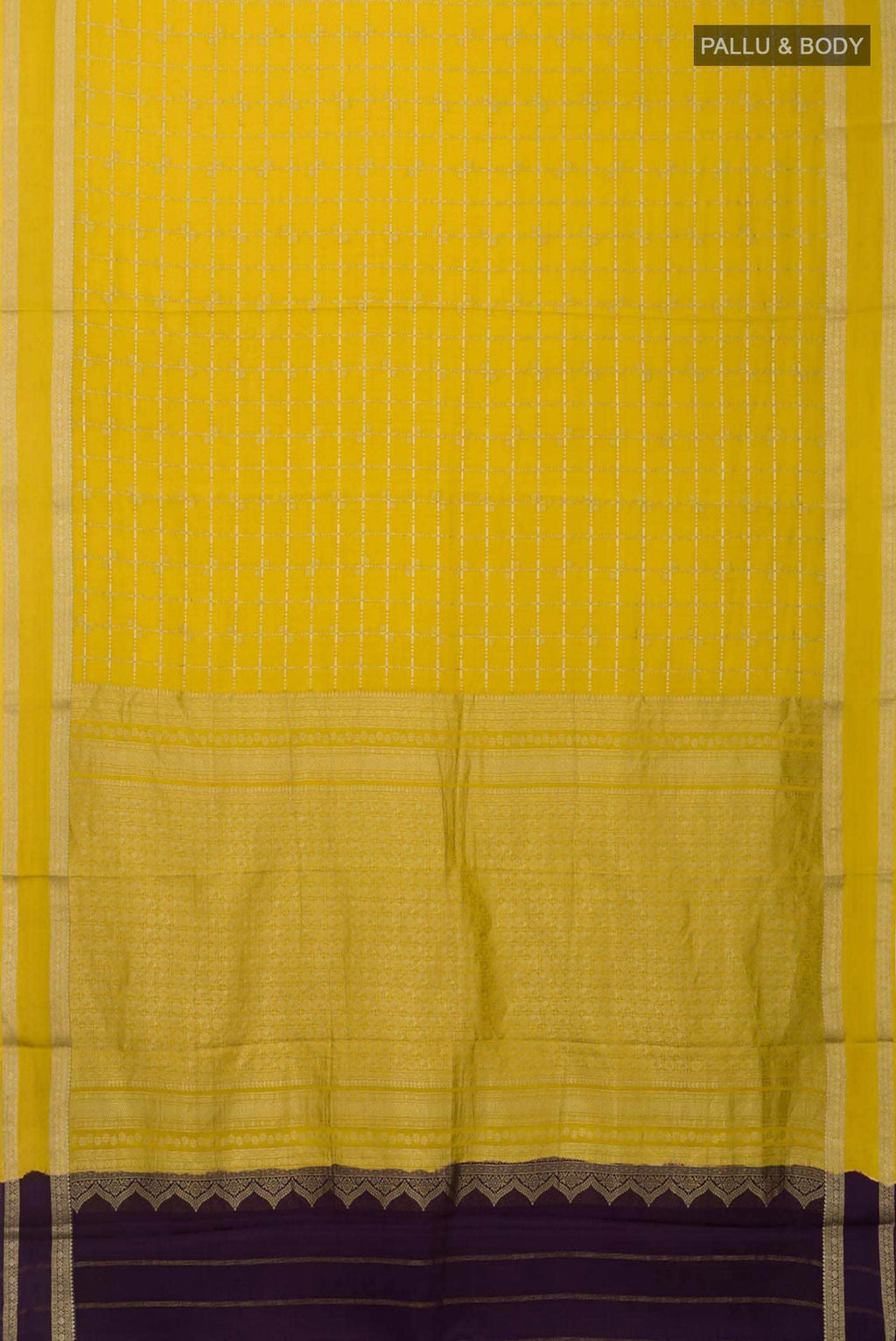 Yellow Mysore Crepe Saree