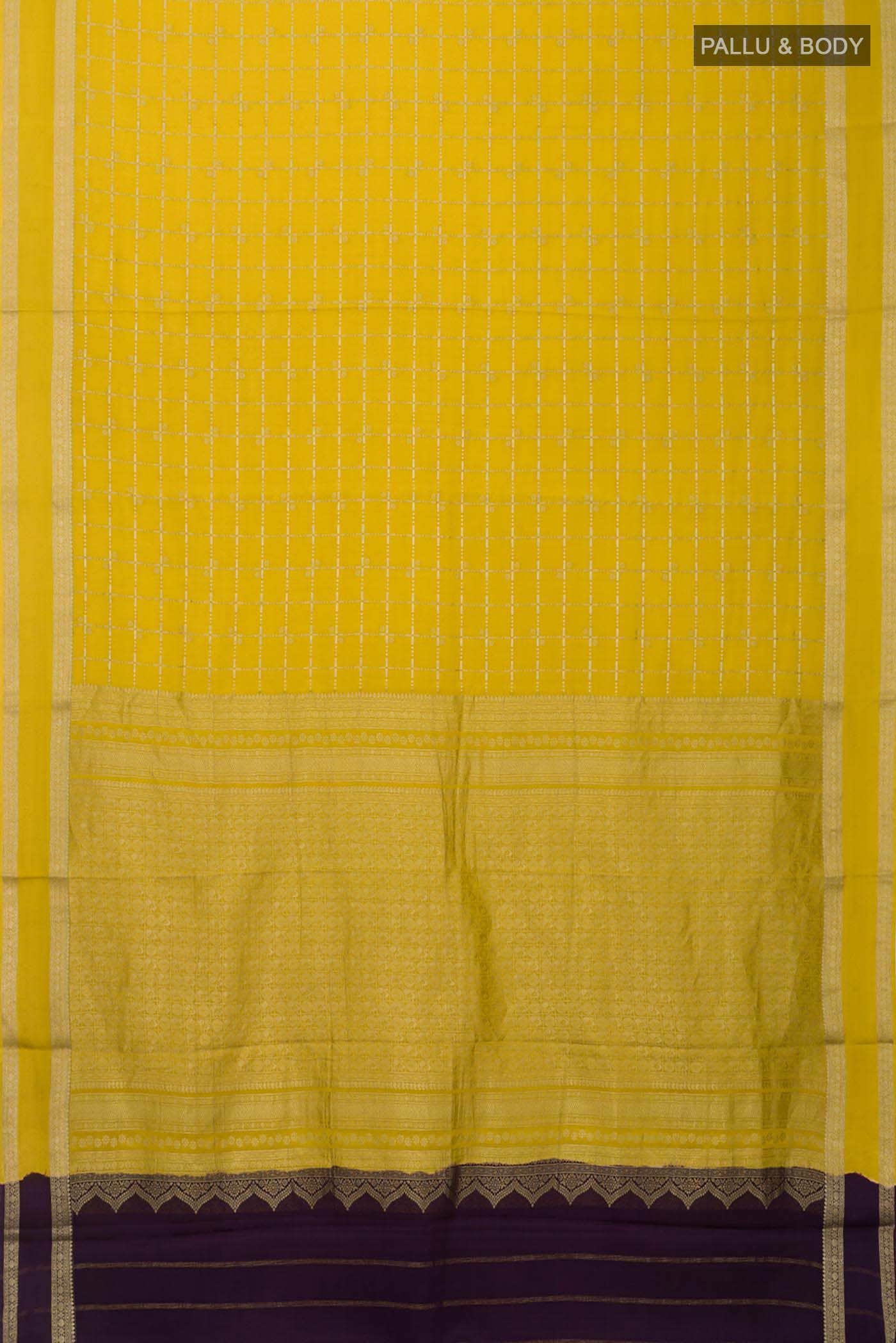 Yellow Mysore Crepe Saree